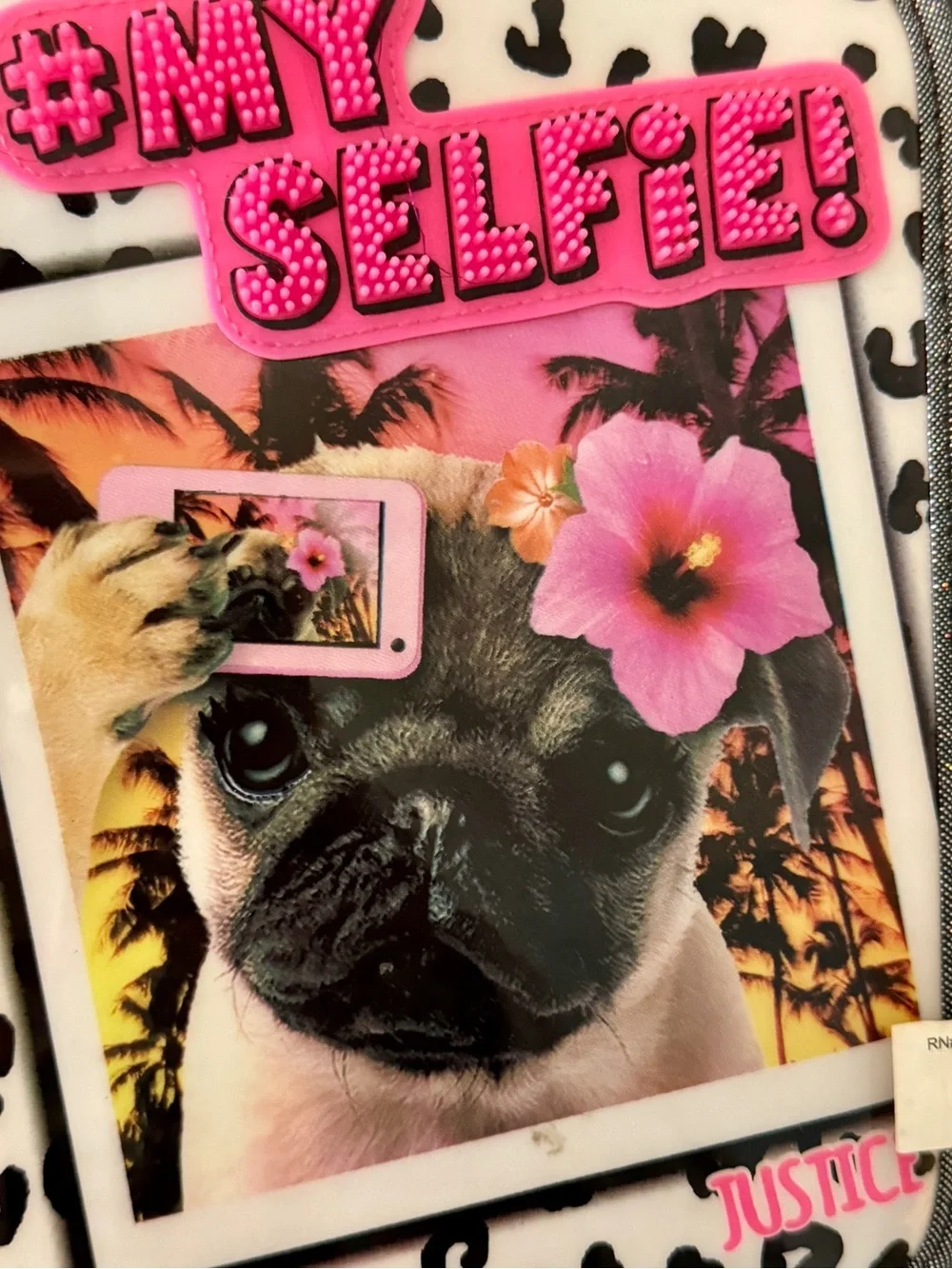 #MY SELFIE! Pug Graphic Tablet Case - Pink Floral Justice